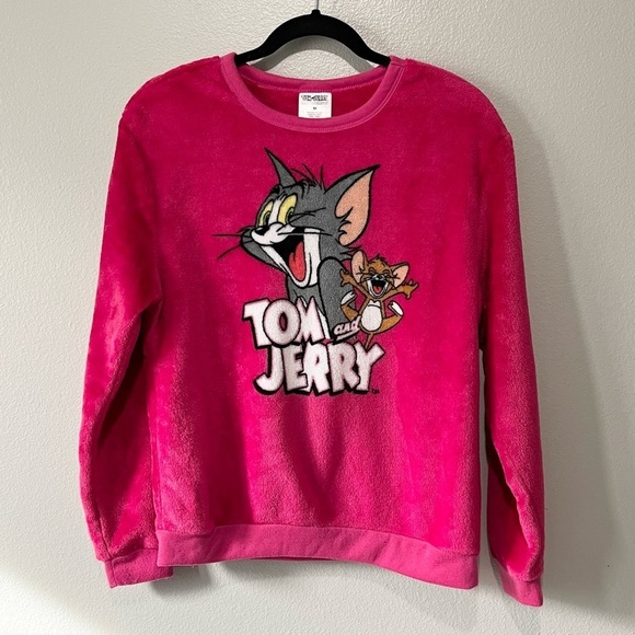 TOM AND JERRY- Pink Soft Cozy Crewneck Sweater Size M - Picture 1 of 3